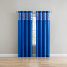 Load image into Gallery viewer, Cody Faux Silk Grommet Panel & Valance with Metallic Embroidered Band