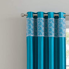 Load image into Gallery viewer, Cody Faux Silk Grommet Panel & Valance with Metallic Embroidered Band