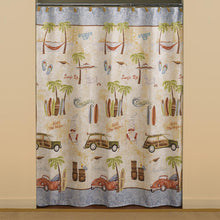 Load image into Gallery viewer, Gone Surfing Fabric Shower Curtain