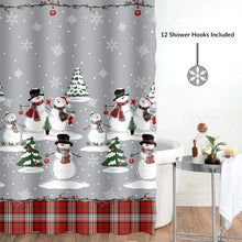 Load image into Gallery viewer, Snowman Plaid 13 Piece Shower Curtain & Hook Set