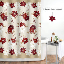 Load image into Gallery viewer, Poinsettia 13 Piece Shower Curtain & Hook Set
