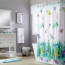 Load image into Gallery viewer, Watercolor Ocean Fabric Shower Curtain