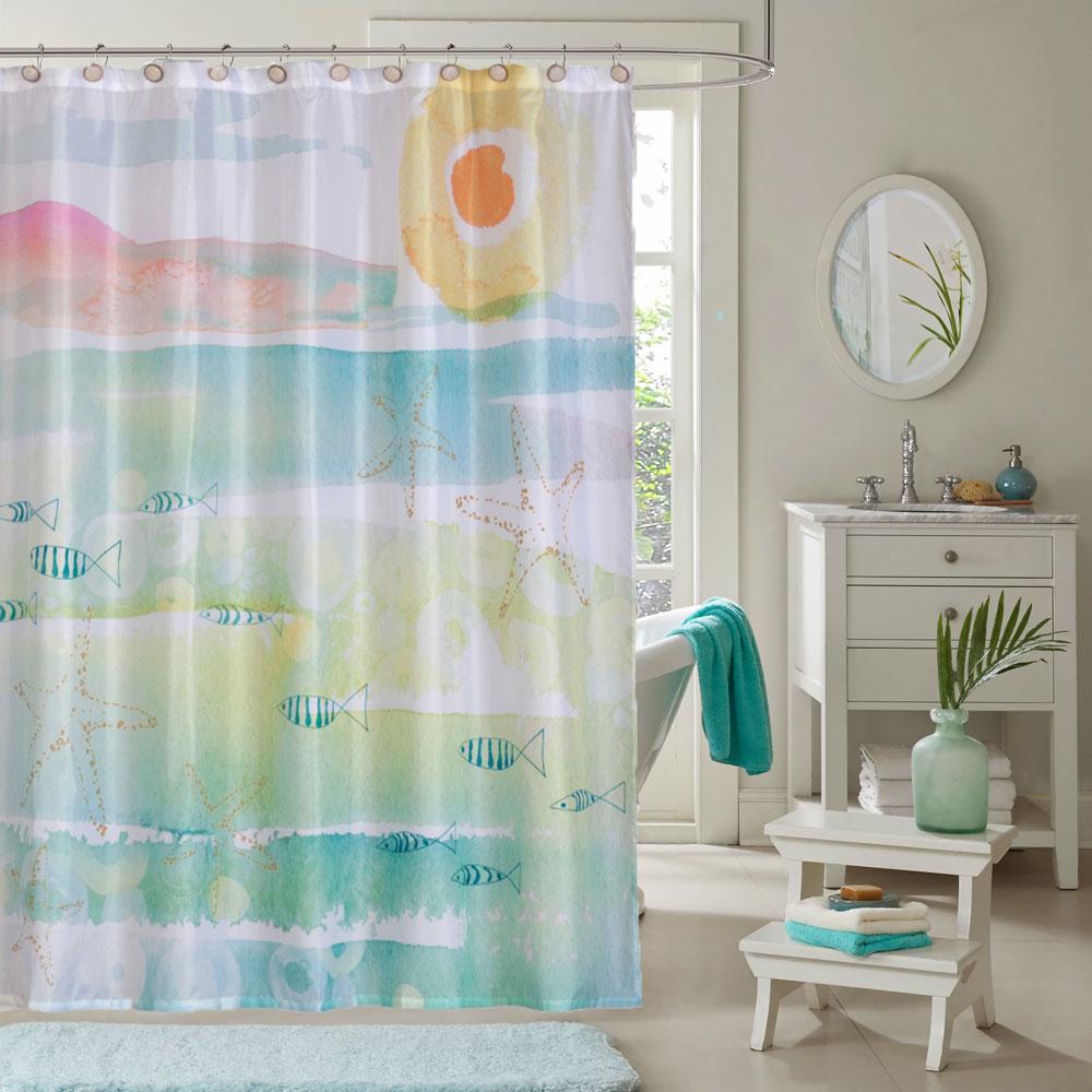 By The Sea Fabric Shower Curtains By Kathy Davis