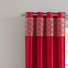 Load image into Gallery viewer, Cody Faux Silk Grommet Panel &amp; Valance with Metallic Embroidered Band
