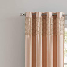 Load image into Gallery viewer, Cody Faux Silk Grommet Panel &amp; Valance with Metallic Embroidered Band
