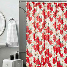 Load image into Gallery viewer, Seasonal Floral Poinsettia Fabric Shower Curtain
