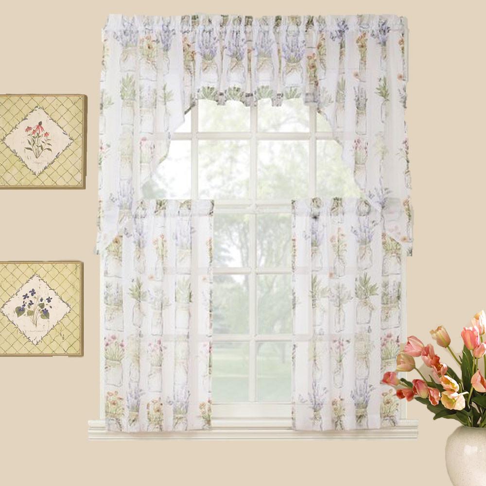 Eve's Garden Sheer Kitchen Tiers and Valance
