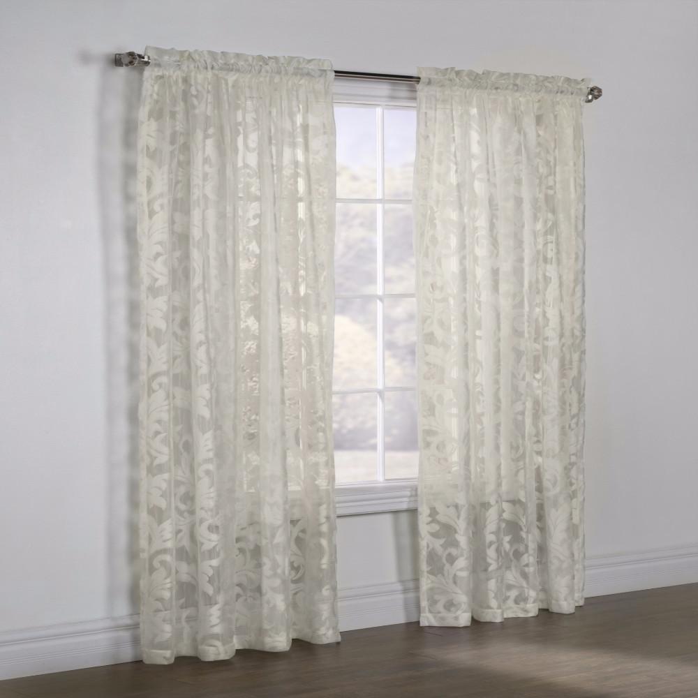 Jacqueline Scroll Bouncle Lace Tailored Rod Pocket Panel