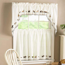 Load image into Gallery viewer, Lodge Embroidered Tier, Valance and Swag Curtains
