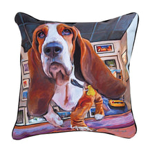 Load image into Gallery viewer, Bumping Along Basset Hound Pillow
