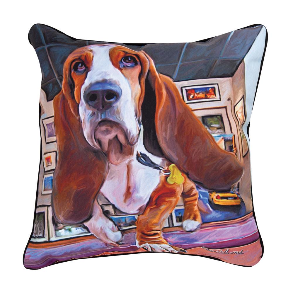 Bumping Along Basset Hound Pillow