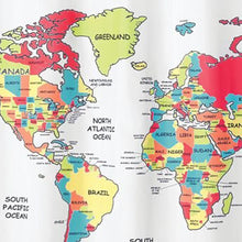 Load image into Gallery viewer, World Map Fabric Shower Curtain
