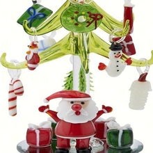 Load image into Gallery viewer, 8&quot; Green Glass Christmas Trees w/ Santa
