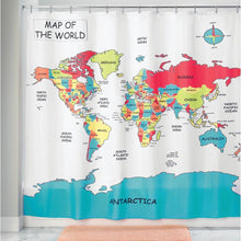 Load image into Gallery viewer, World Map Fabric Shower Curtain
